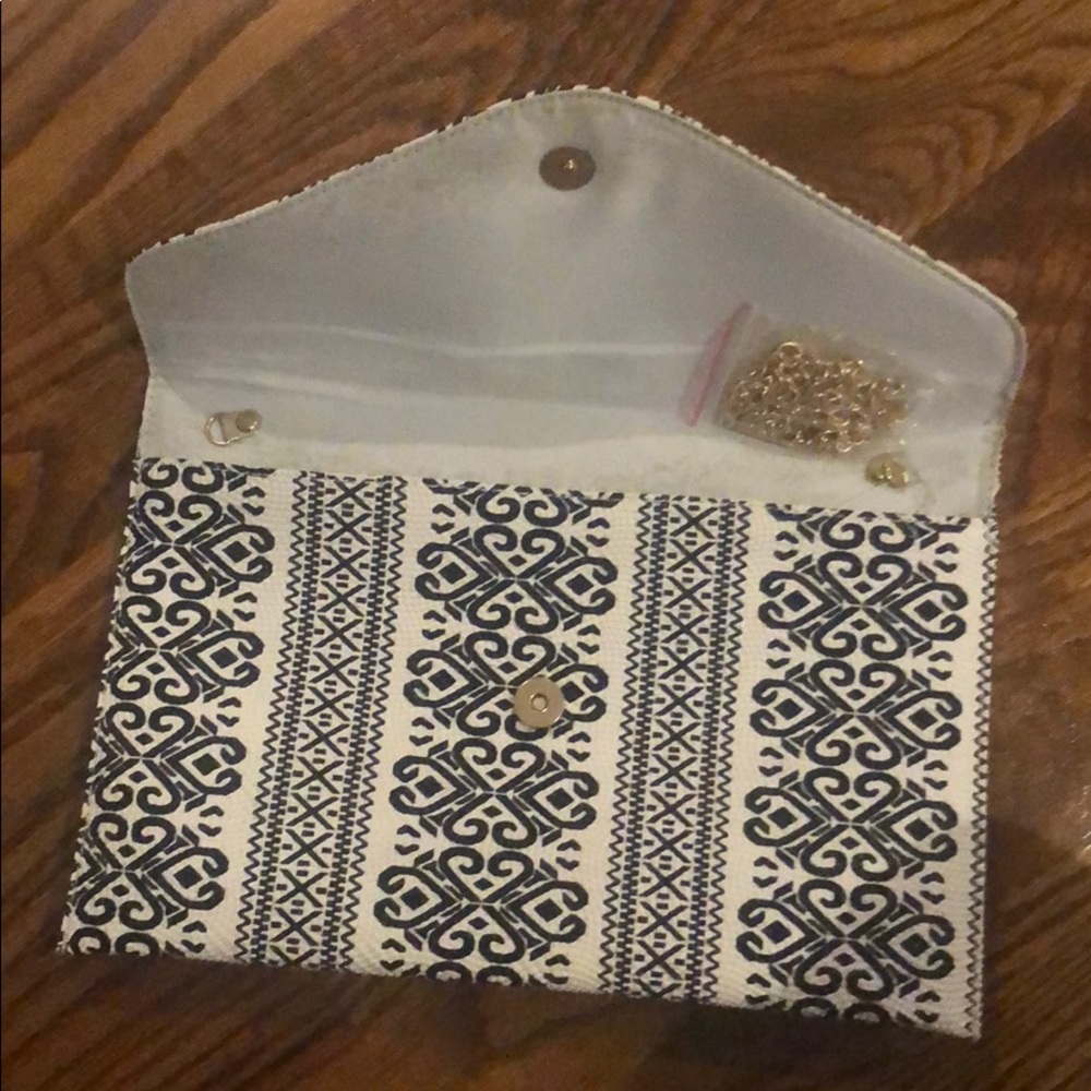 Black and white envelope clutch